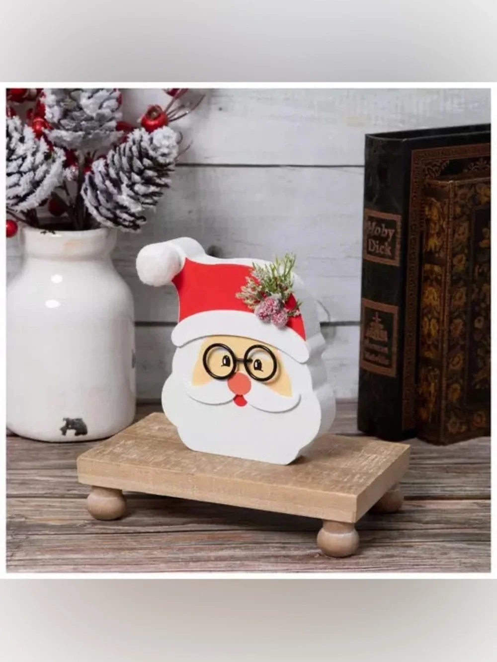 Santa Wearing Glasses Block Sign